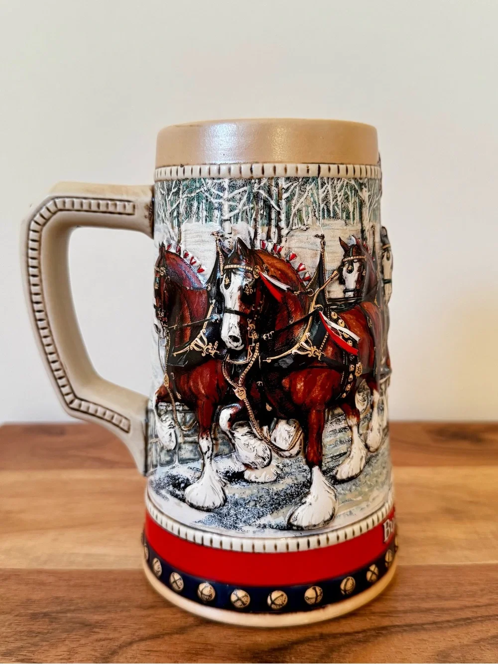Vintage 1988 Budweiser Holiday Collector’s Series Stein, Clydesdale Scene